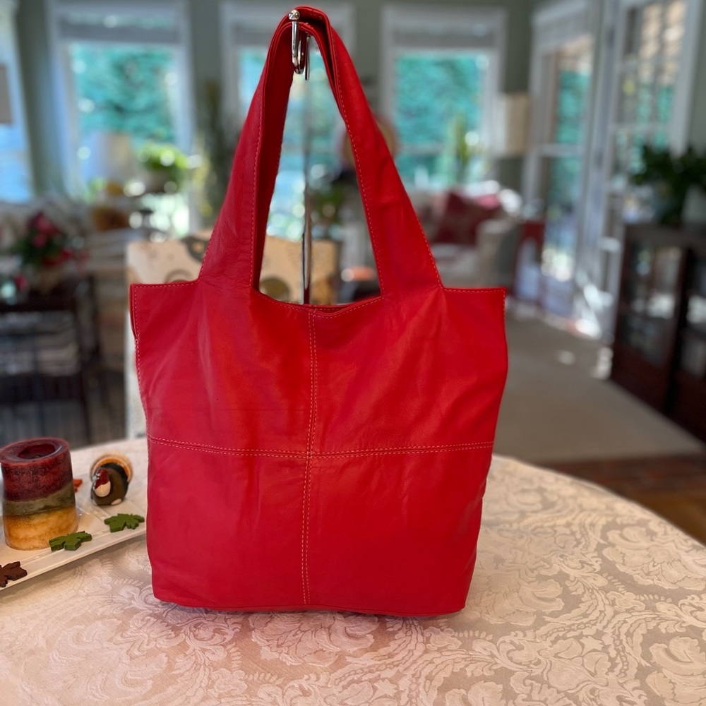REDUCED BY 50% Beautiful red lamb skin hobo bag from Morocco. NWOT